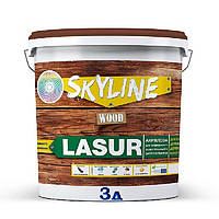 Лазурь бесцветная декоративно-защитная для обработки дерева шелковисто-матовая LASUR Wood SkyLine, 3 л