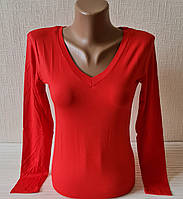 Лонгслив женский, футболка с длинным рукавом вискоза, красный