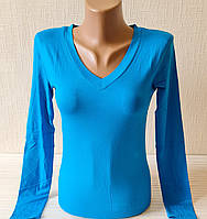 Лонгслив женский, футболка с длинным рукавом вискоза, голубой