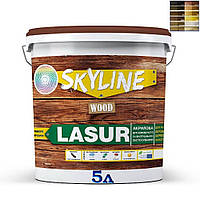 Лазурь цветная декоративно-защитная для обработки дерева шелковисто-матовая LASUR Wood SkyLine, 5 л