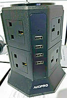 Вертикальный сетевой удлинитель AUOPRO с USB-разъемами