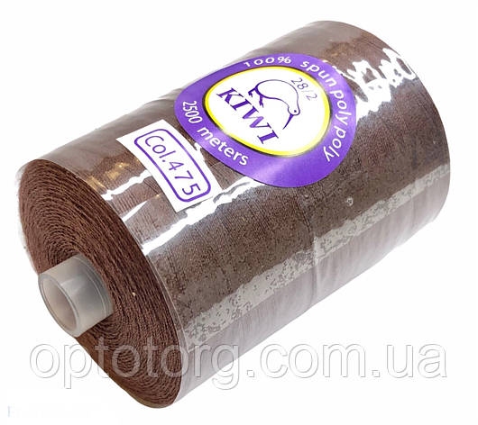 Армована нитка Темно коричнева 28/2 (325тон) поліефірне волокно 2500м Kiwi, фото 2