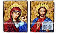 Иконы Венчальная пара "Казанская Пресвятая Богородица и Спаситель ,на дереве 280х210 мм