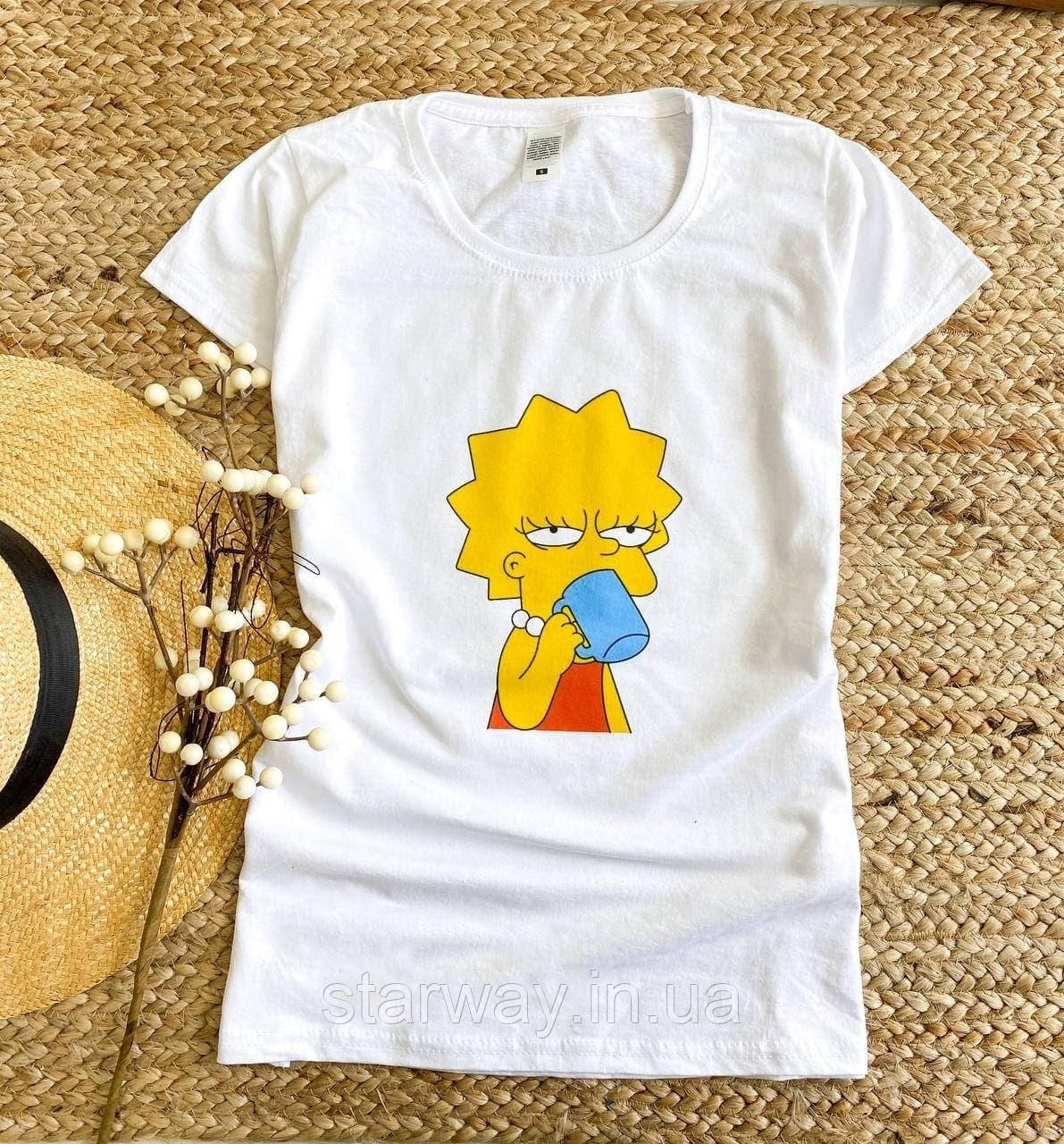 Біла жіноча футболка lisa simpson | ліза сімпсон