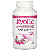 Препарат для детоксикации Kyolic, Выдержанный экстракт чеснока, формула 105 для детоксикации и омоложения, 200
