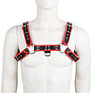 Шкіряна портупея на груди для чоловіків чорна з червоними Bdsm4u Talla, фото 2