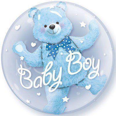 Повітряна кулька 3D БАБЛЗ BABY BOY C ВЕДМЕДИКОМ | Блакитний