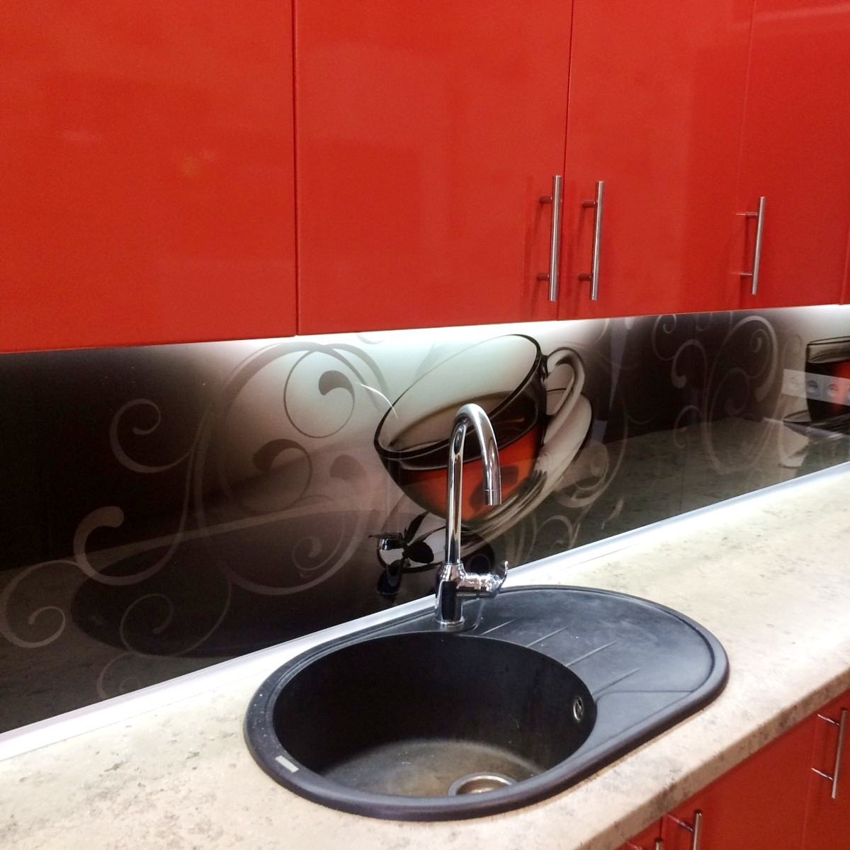 Захисний екран для стіни кухні зі скла Скіналі Чай, фото 1