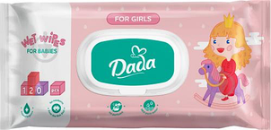 Вологі серветки д/дітей 120шт д/дівчаток б/запаху клапан Dada ( Дада)