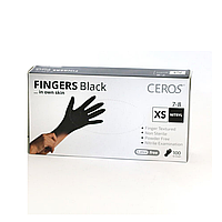 Перчатки нитриловые XS нестерильные неприпудренные CEROS® "FINGERS BLACK"