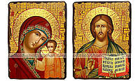 Иконы Венчальная пара Казанская Пресвятая Богородица и Спаситель ,на дереве 230х170 мм