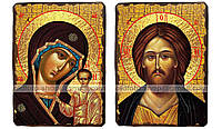 Иконы Венчальная пара Казанская Пресвятая Богородица и Спаситель ,на дереве 230х170 мм