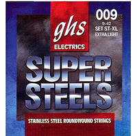 GHS ST-ХL SUPER STEEL Струни для електрогітари сталь, 09-42