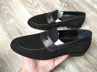 Чорні замшеві лофери 39 41 42 розмір