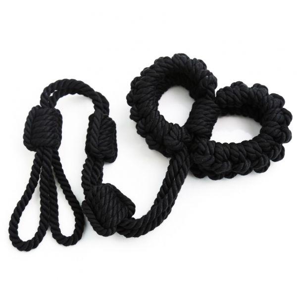 Фіксація для рук плетеною мотузкою чорна bdsm4u new braided rope handcuffs Кайф, фото 1