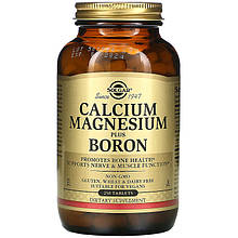 Кальцій, магній + бор SOLGAR "Calcium Magnesium Plus Boron" для здоров'я кісток (250 таблеток)
