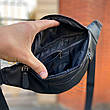 Чоловіча сумка бананок через плече, сумка на пояс і на груди з екошкіри чорна, фото 7