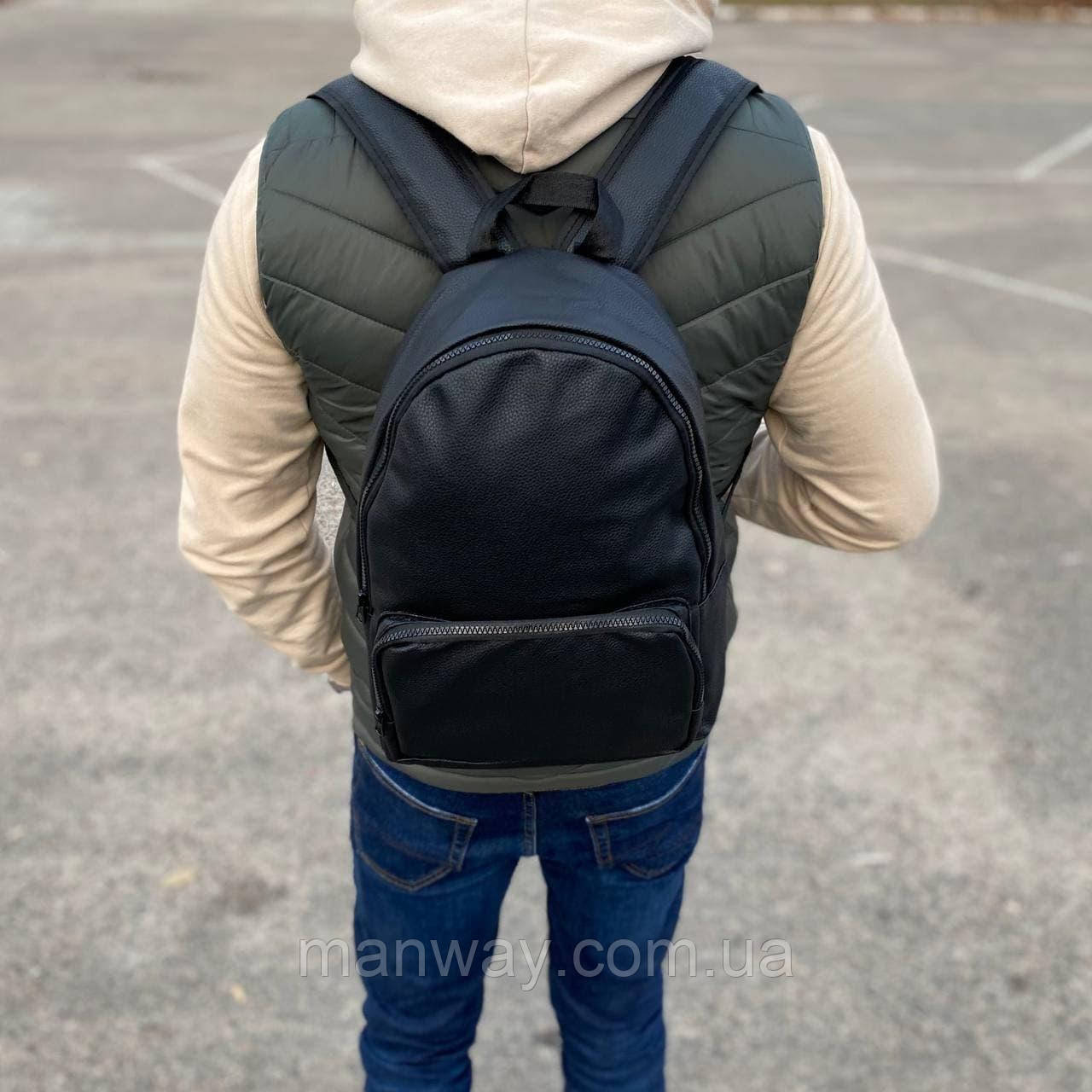 Універсальний рюкзак міський портфель, еко шкіра, чорний Town Style mini