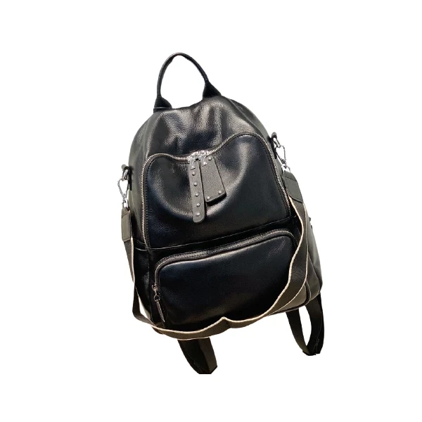 Рюкзак-сумка жіноча з натуральної шкіри, міський 2021 - Чорний