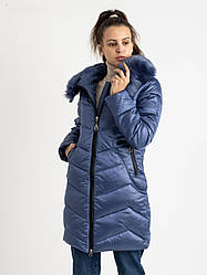 Куртка жіноча тепла з капюшоном зимова синя М