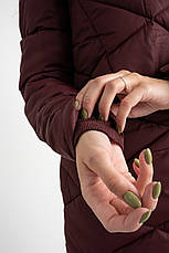 Куртка женская демисезонная с капюшоном бордовая М и 2XL, фото 3