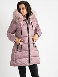 Куртка жіноча тепла з капюшоном рожева L-2XL