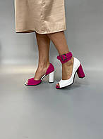 Женские туфли на каблуке белые натуральная кожа только отшив