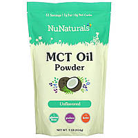 NuNaturals, MCT масло в порошке, без добавок, 454 г (1 фунт) - Оригинал