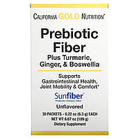 California Gold Nutrition, пребиотическая клетчатка с куркумой, имбирем и босвеллией, 30 пакетиков по 6,3 г