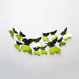 Об'ємні 3D метелики дзеркальні, зелені., фото 2