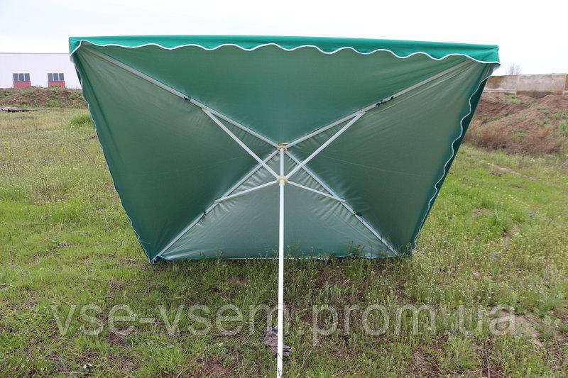 Квадратна парасолька для відпочинку або торгівлі зі срібним напиленням, розмір 200 Х 300 см.