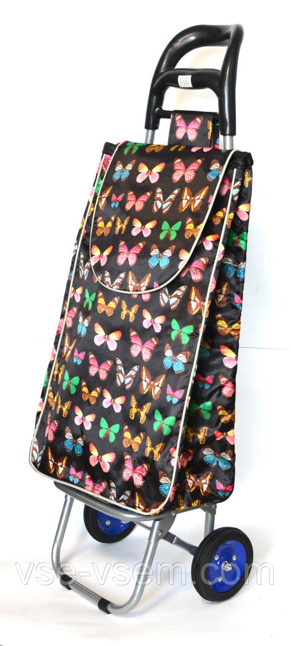 Господарська сумка-біжка з колесами на підшипниках Black butterflies