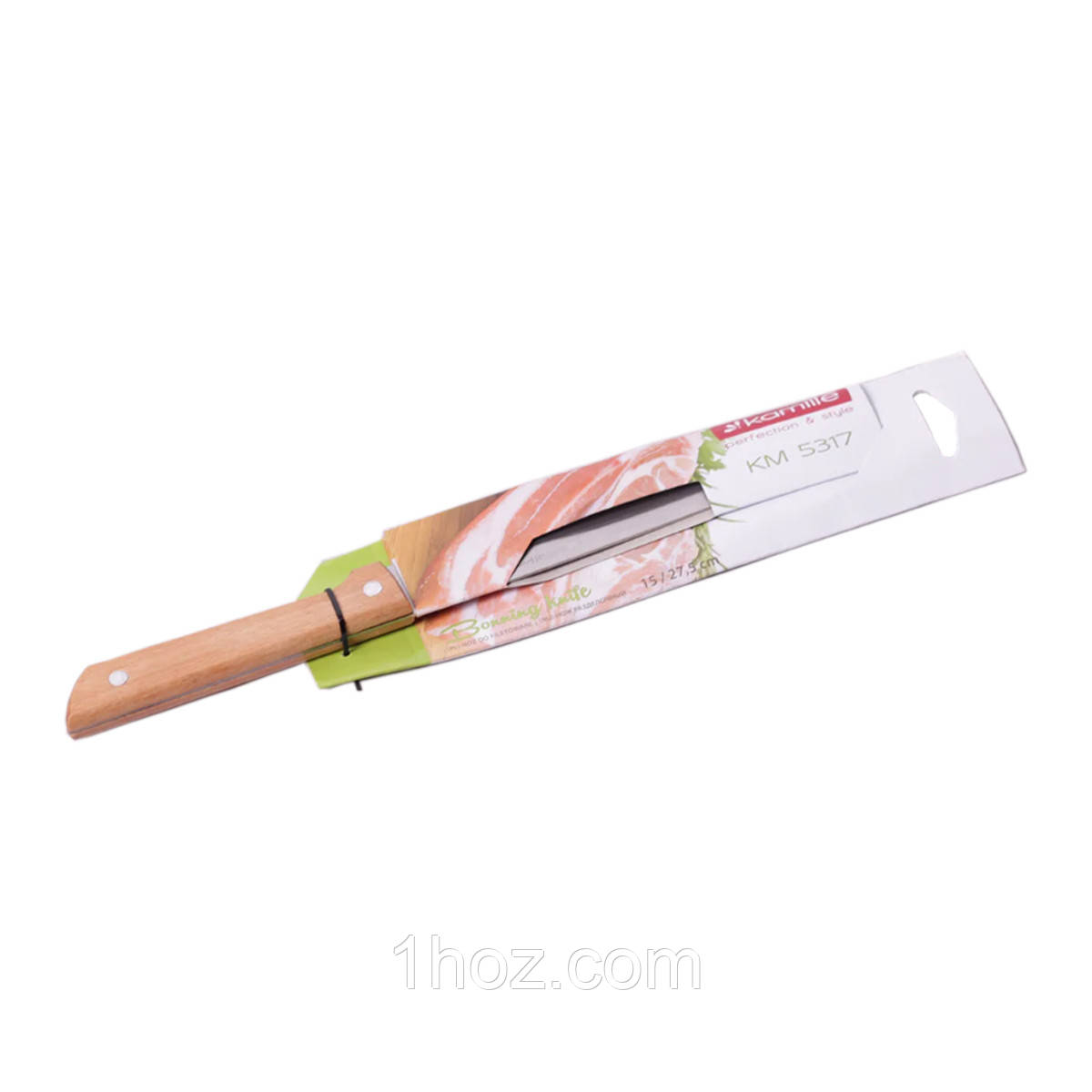Нож кухонный для костей Kamille из нержавеющей стали с деревянной ручкой KM-5317 - фото 1 - id-p465406972