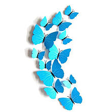 Блакитні метелики для декору 12 штук