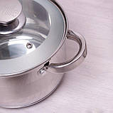 Набір посуду 9 пр (ківш із кр. 2.1 л, каштрулі з кр2.9л,3.9л,6.5л, паварка 24 см) ручки з неіржавкої сталі, фото 6