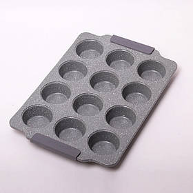 Форма-планшет для випікання кексів Kamille Marble 38 х 26 см 12 комірок