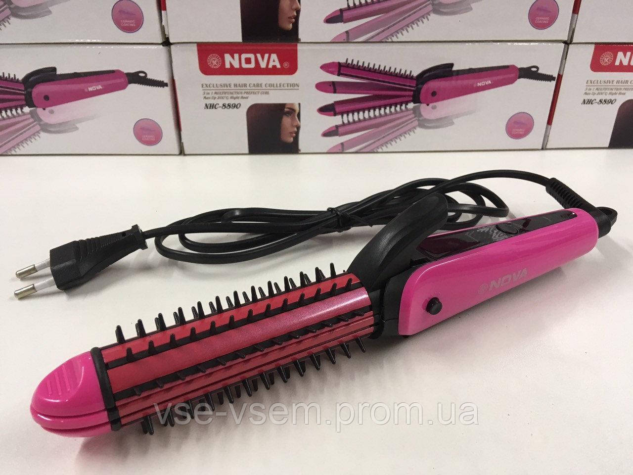 Багатофункціональний прасочку для волосся Nova 3 in 1 Multifunction Perfect and Curl Straightener NHC-8890