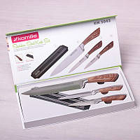 Набор кухонных ножей 4 предмета с магнитным держателем Kamille 5042