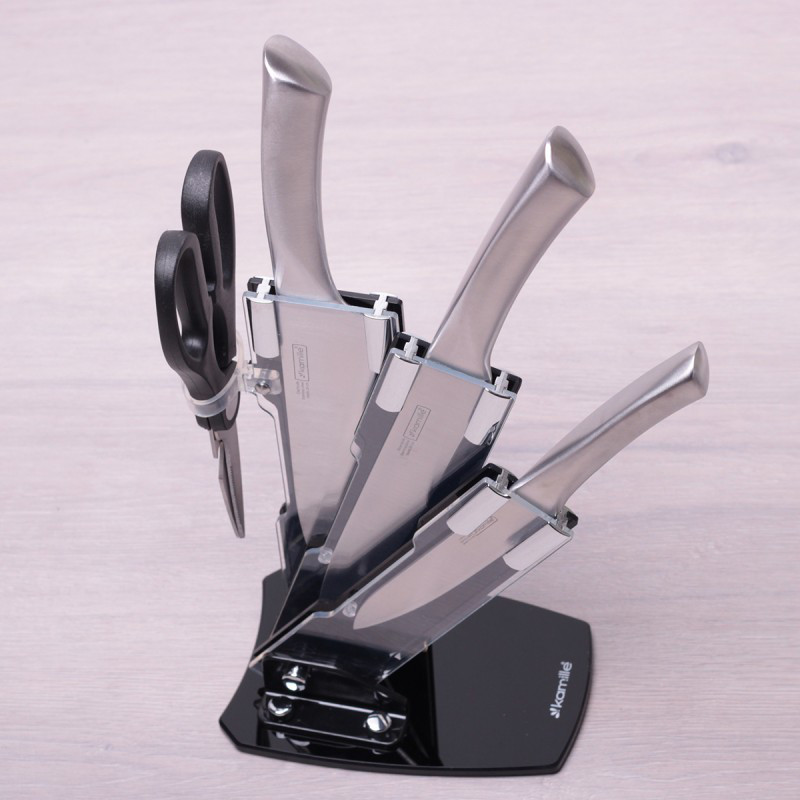 Набір ножів + ножиці + підставці 5 предметів Kamille 5138, фото 1