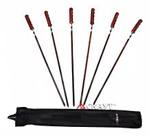 Шампура 6 шт 60 см із дерев'яними ручками в комплекті з чохлом