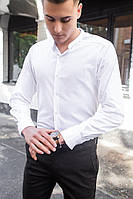 Рубашка с длинным рукавом мужская хлопковая "Лев" белая однотонная - размер XL