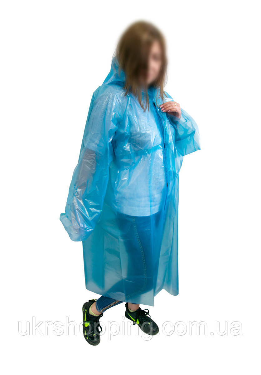 Дощовик туристичний на липучках 60мкм Синій 107*80 см, похідний дощовик | плащ от дождя