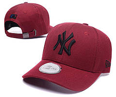 Модная мужская кепка Нью Йорк с металлической застежкой бордовая (реплика)