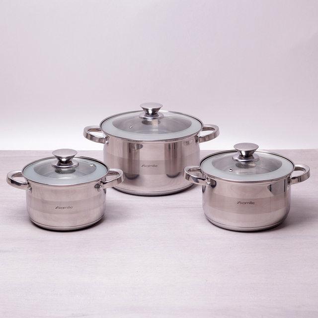 Набір каструль Kamille з неіржавкої сталі 6 предметів, фото 1