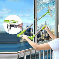 Телескопическая швабра для мытья окон снаружи, Зеленая, щетка для мойки стекол (швабра для миття вікон) (TS)