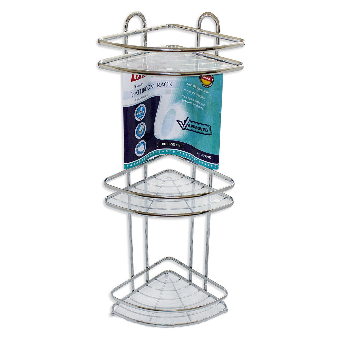 Полиця кутова у ванну кімнату на з ярусу, фото 1