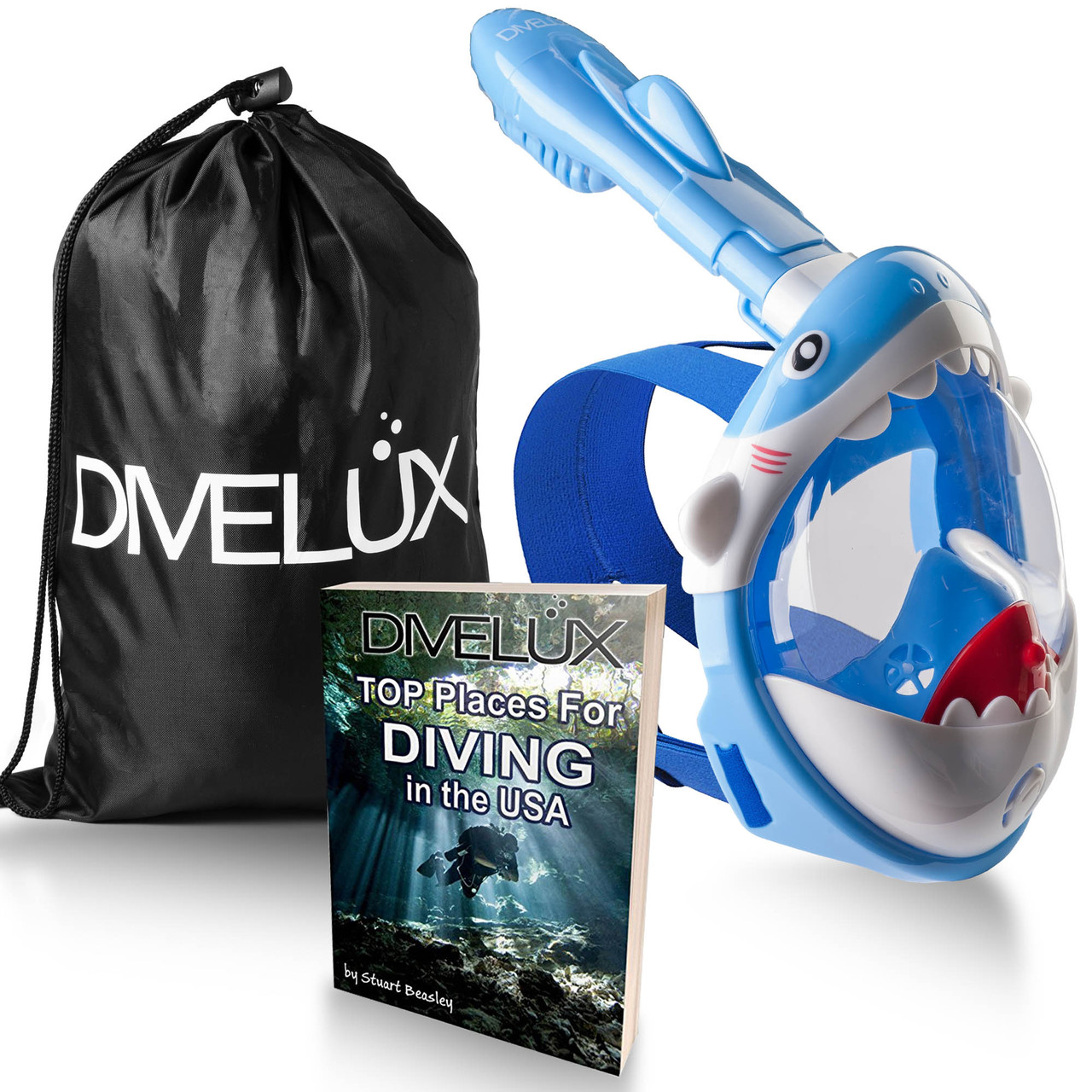 Детская маска для плавания полнолицевая Divelux (original),комплект с трубкой,панорамная для ныряния - фото 2 - id-p1196950128