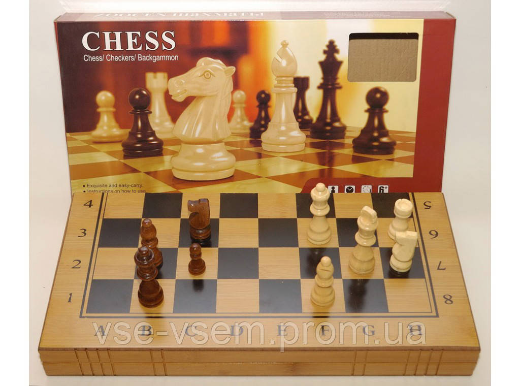 I5-49 Шахи 3 в 1 (шахи, шашки, нарди), бамбук 40 Х 40 див.