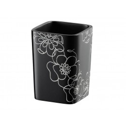 Склянка чорний із білими квітами та стразами BLOOM 02868, фото 1