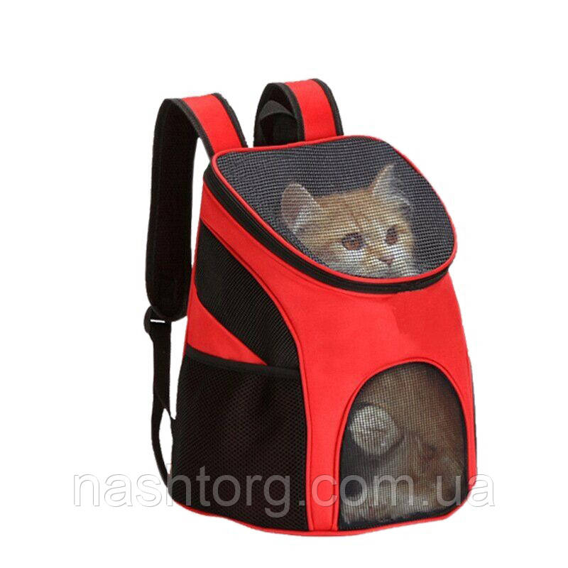 Рюкзак переноска для кота Червона 35 * 25 * 31 см, сумка переноска для собак | сумка переноска для кота